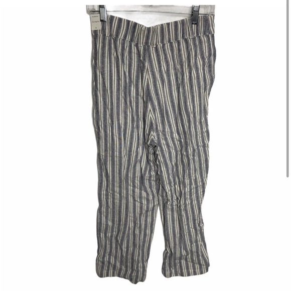 NWT Abercrombie Size Small Ultra High Rise Linen Stripe Pants Blue White - Picture 3 of 6